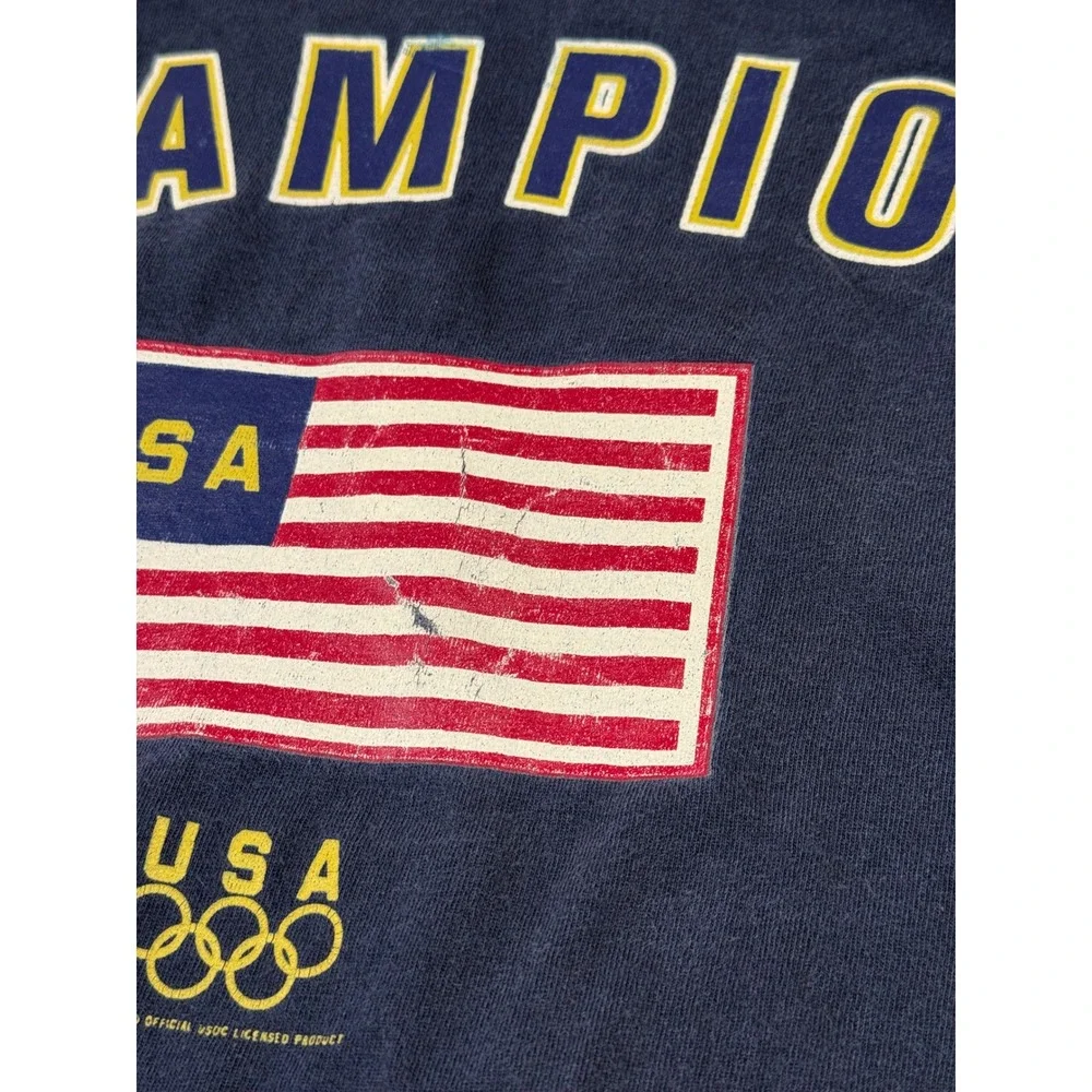 Vintage Champion USA Olympic Team T-Shirt Mens XXL Navy Blue Graphic Cotton Tee - Picture 5 of 10